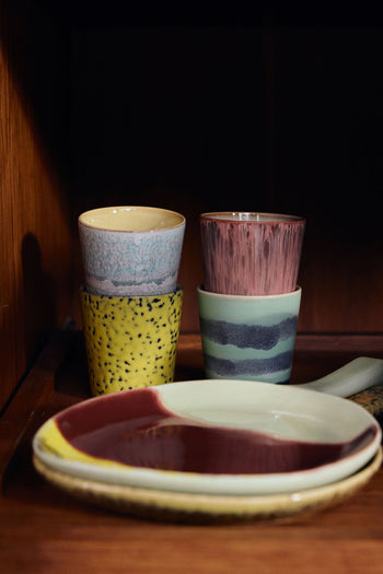 HKLIVING 70s Ceramics Coffee Mugs Set of 4 Artistic