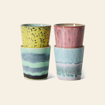 HKLIVING 70s Ceramics Coffee Mugs Set of 4 Artistic