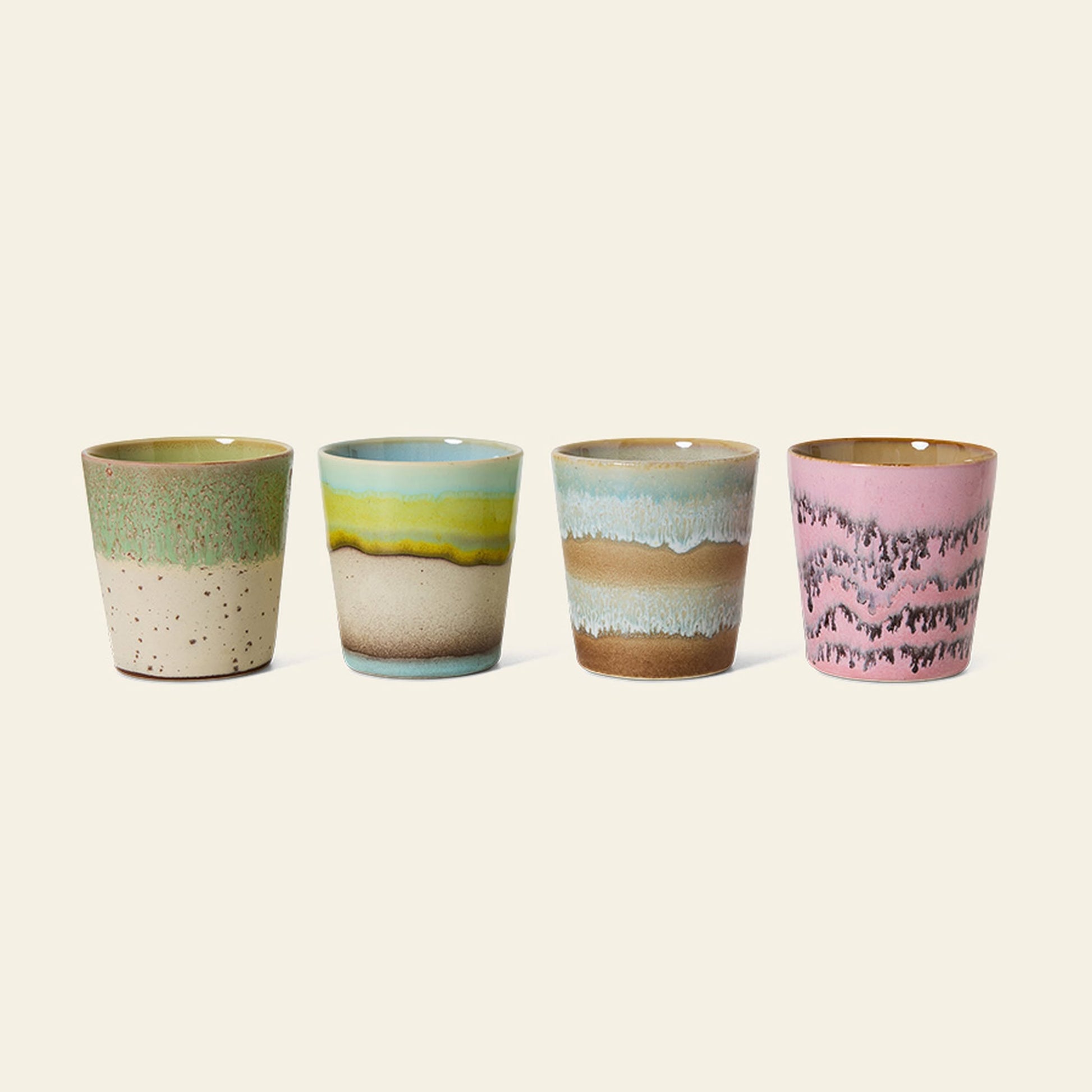 HKLIVING 70s Ceramics Coffee Mugs Set of 4 Pop Art