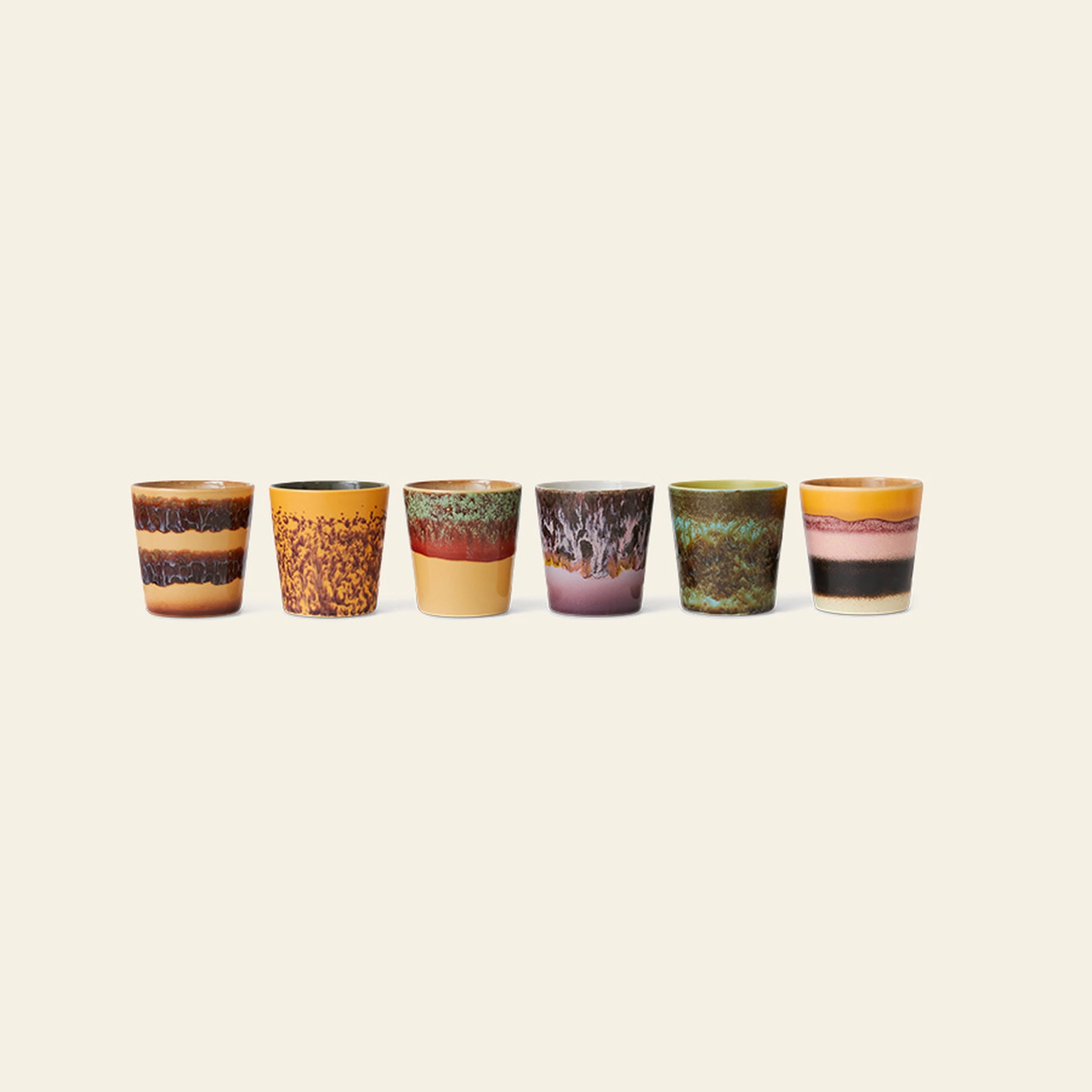 HKliving 70s Ceramics: Coffee Mugs, Set of 6
