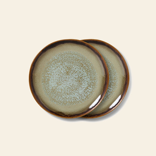 HKLIVING 70s Ceramics Dessert Plates Set of 2 Contrast