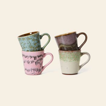 HKLIVING 70s Ceramics Espresso Mugs Set of 4 Brutalism