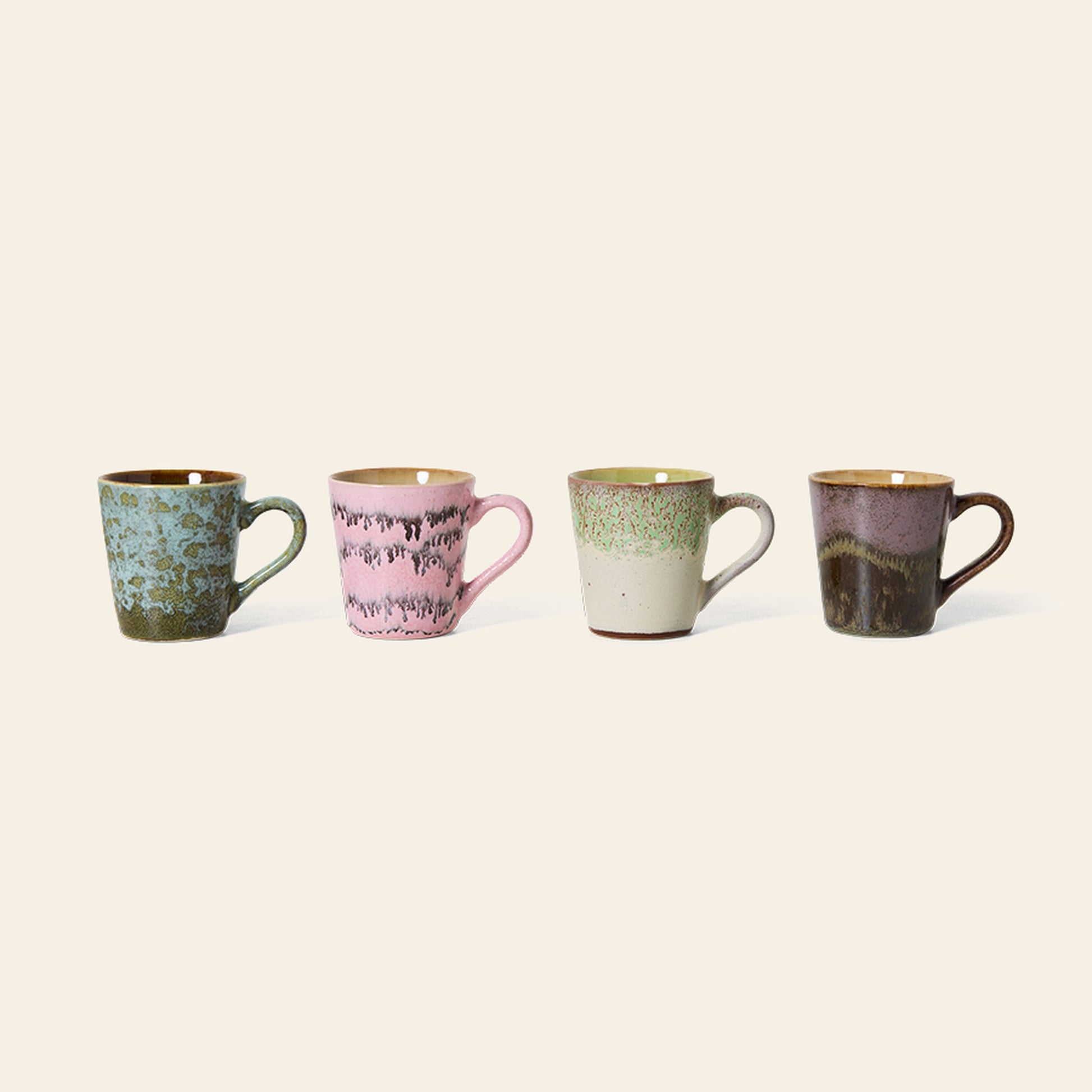 HKLIVING 70s Ceramics Espresso Mugs Set of 4 Brutalism