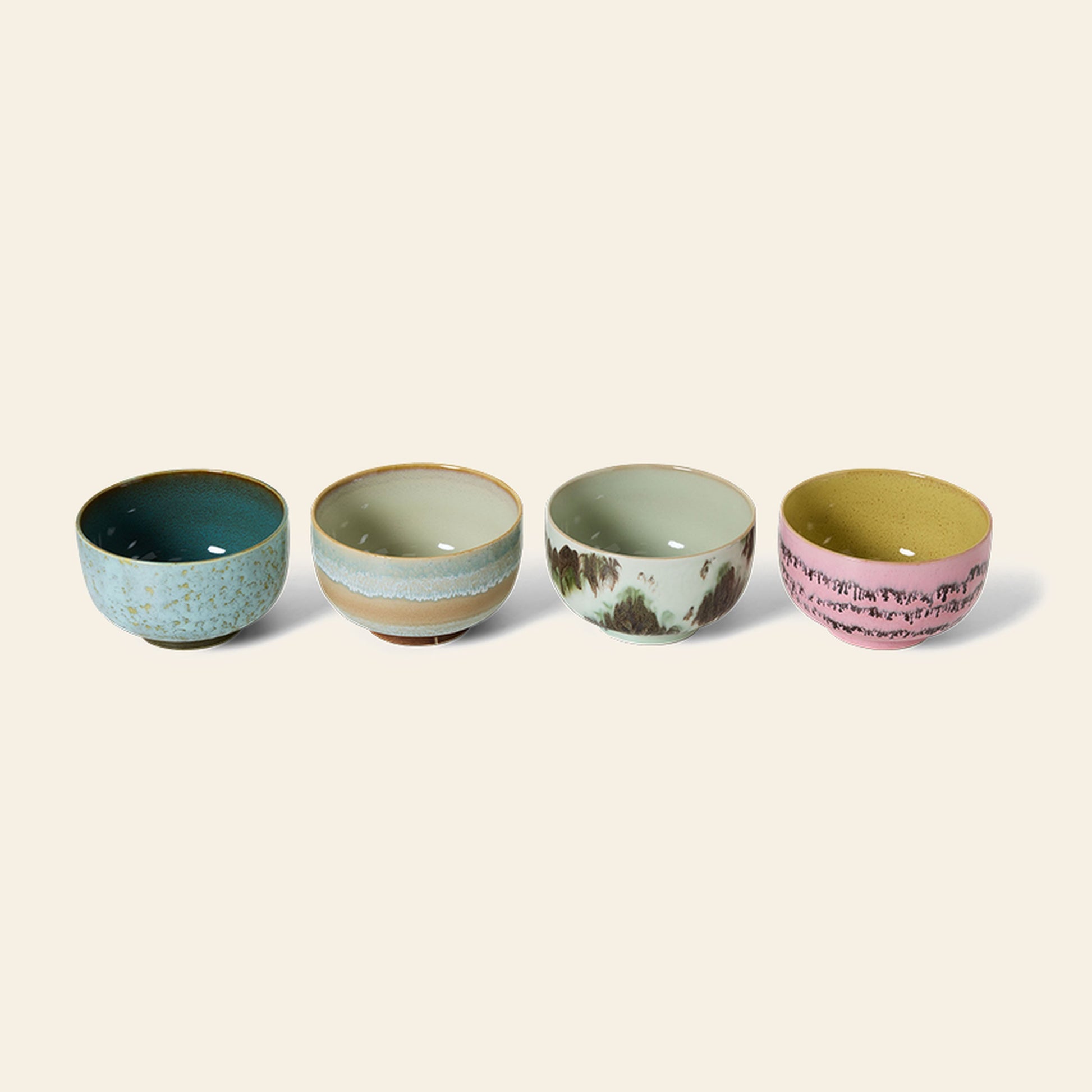 HKLIVING 70s Ceramics Noodle Bowls Set of 4 Dada