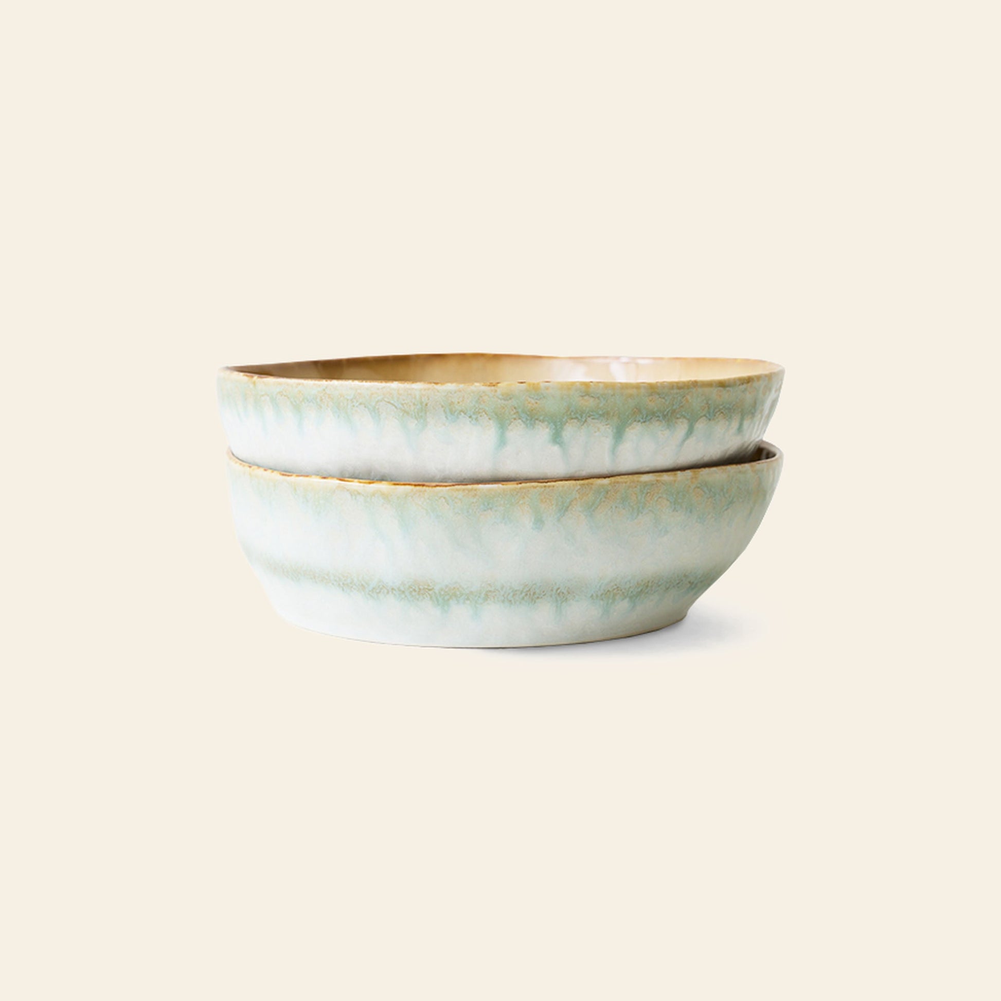 HKLIVING 70s Ceramics Pasta Bowls Set of 2 Petal