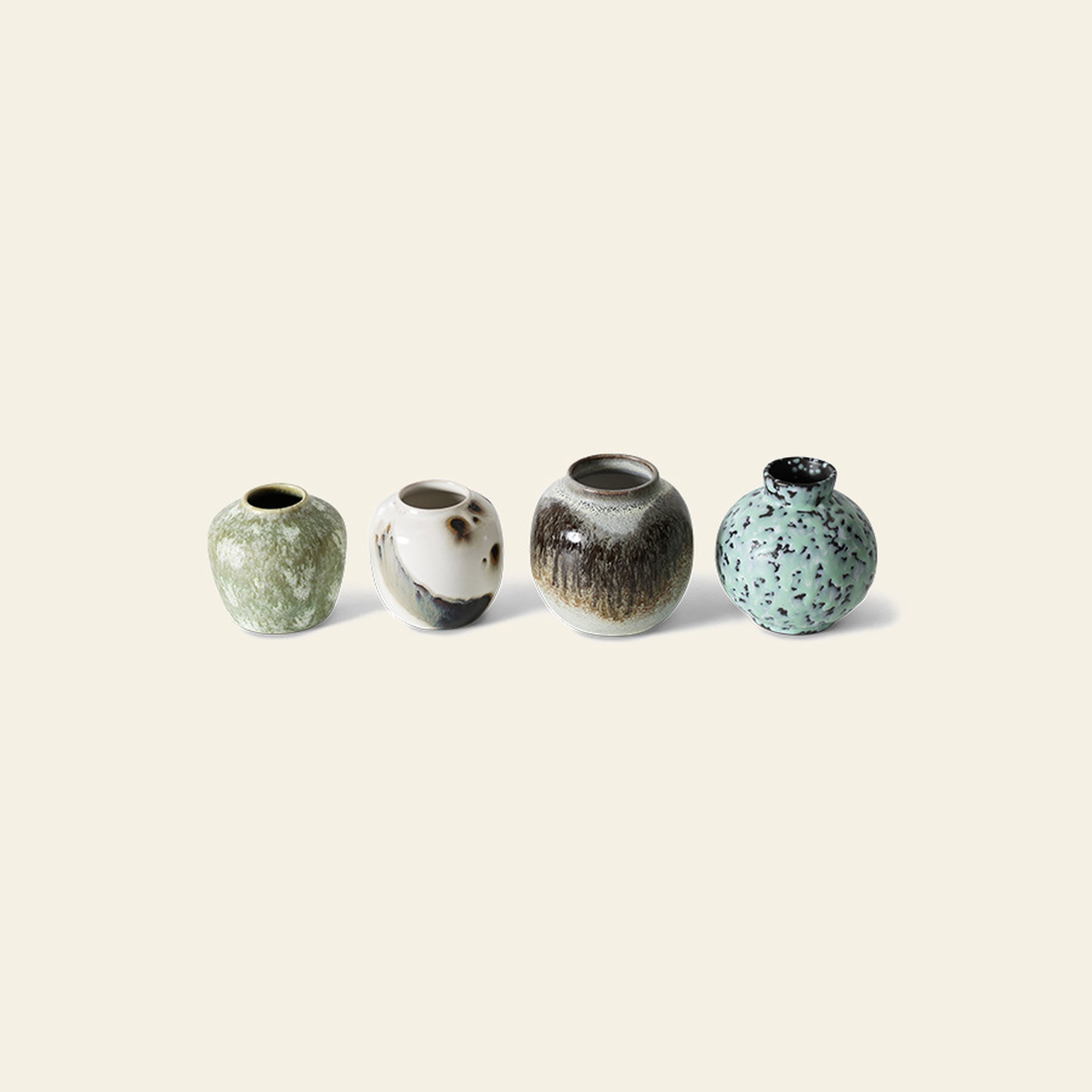 HKLIVING 70s Ceramics: Small Vases, Set of 4 - Canyon