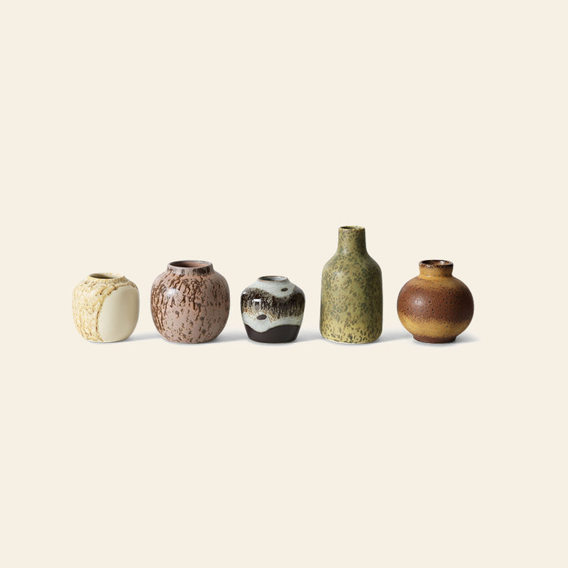 HKLIVING 70s Ceramics: Small Vases, Set of 5 - Pursuit