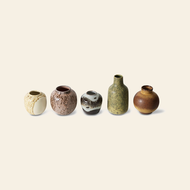 HKLIVING 70s Ceramics: Small Vases, Set of 5 - Pursuit