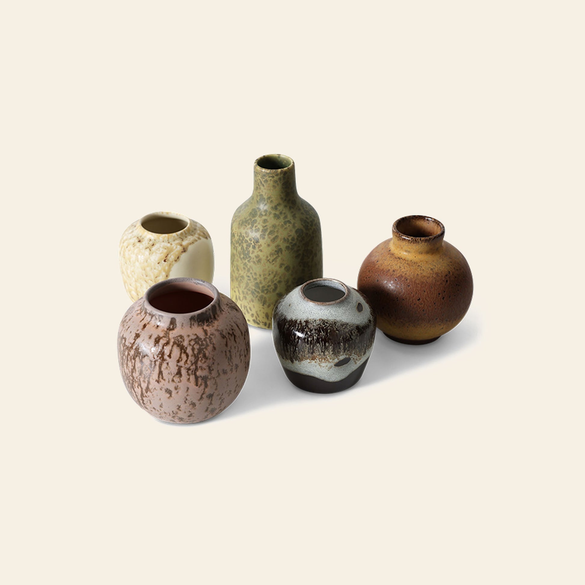 HKLIVING 70s Ceramics Small Vases Set of 5 Pursuit