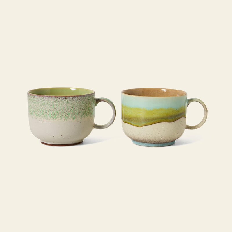 HKLIVING 70年代陶瓷：茶杯，2件套 - 新古典主义