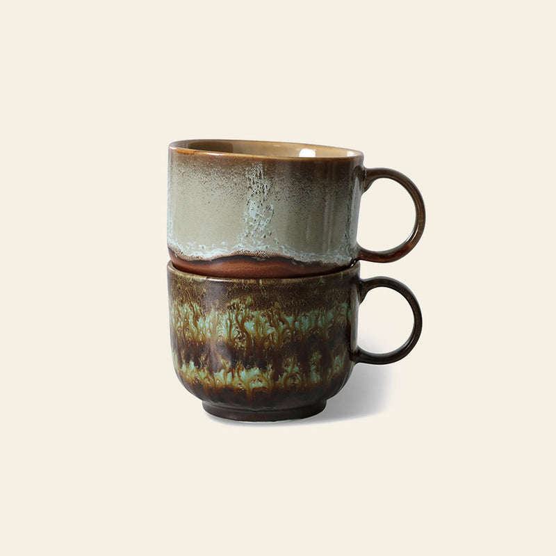 HKLIVING 70年代陶瓷：茶杯，两只装 - 奥德赛