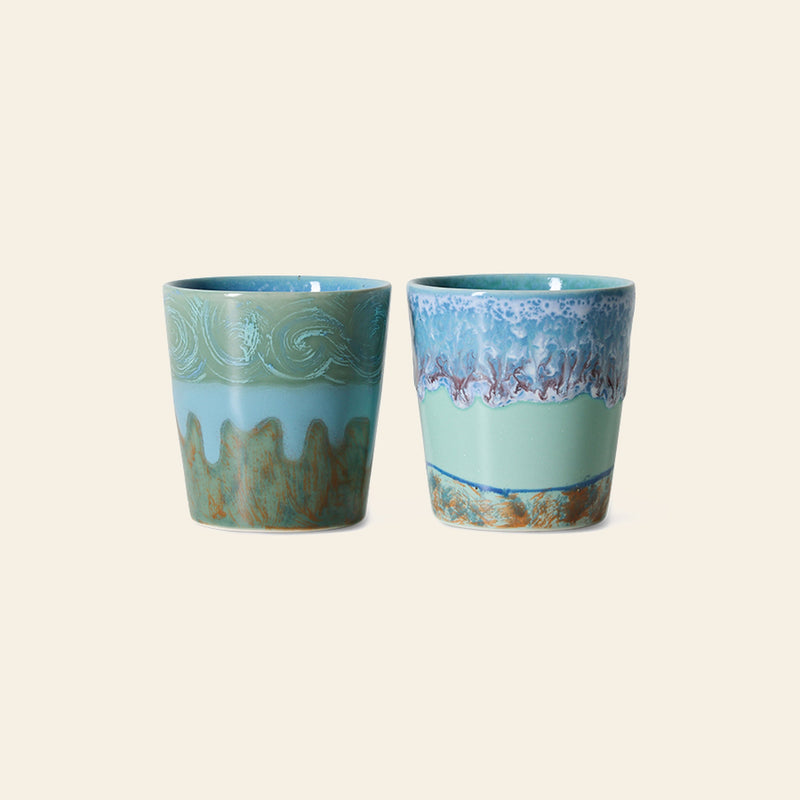 HKLIVING 70s Ceramics: Van Gogh Coffee Mugs, Set of 2