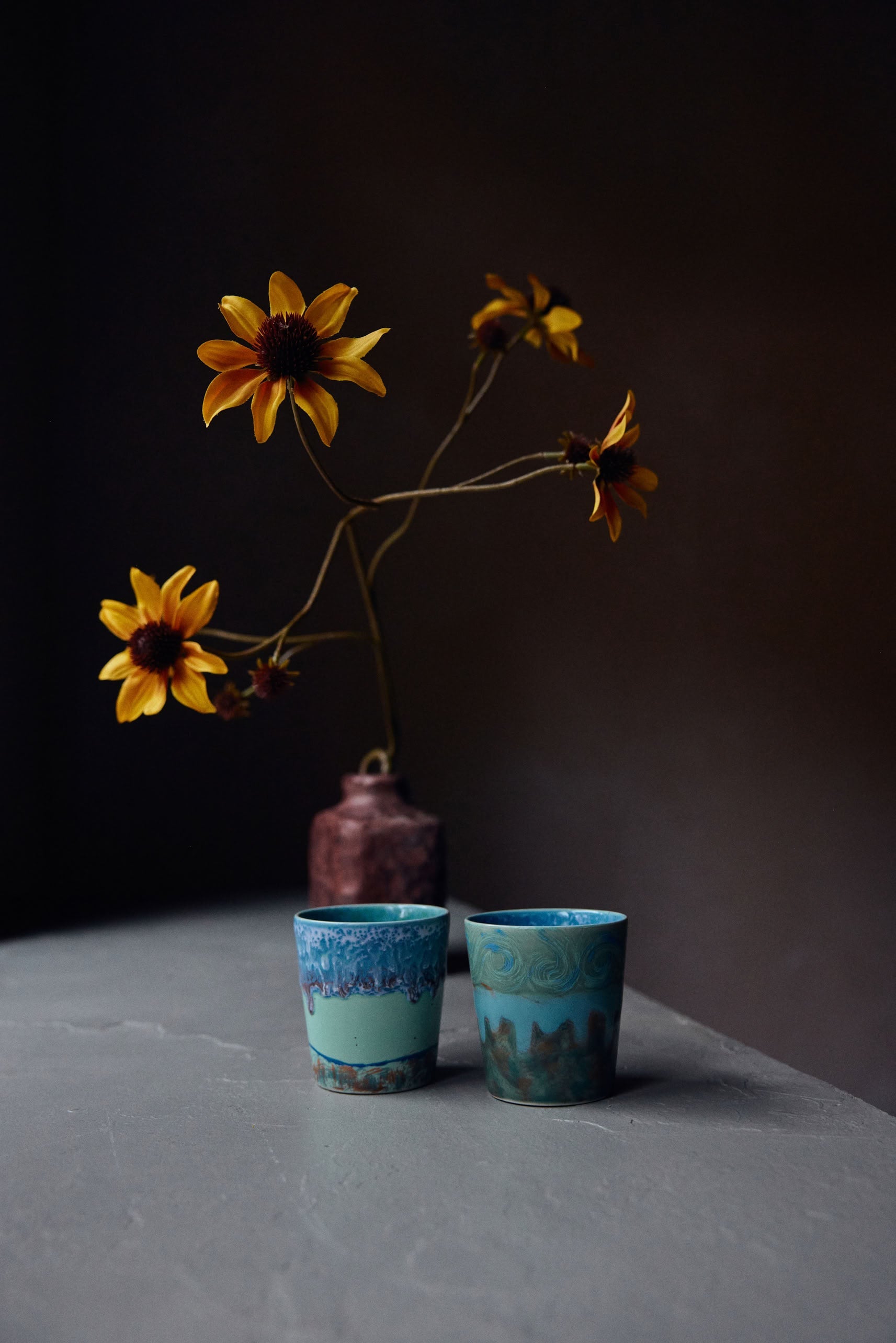 HKLIVING 70s Ceramics Van Gogh Coffee Mugs Set of 2 Self Portrait