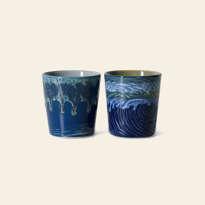 HKLIVING 70s Ceramics: Van Gogh Coffee Mugs, Set of 2