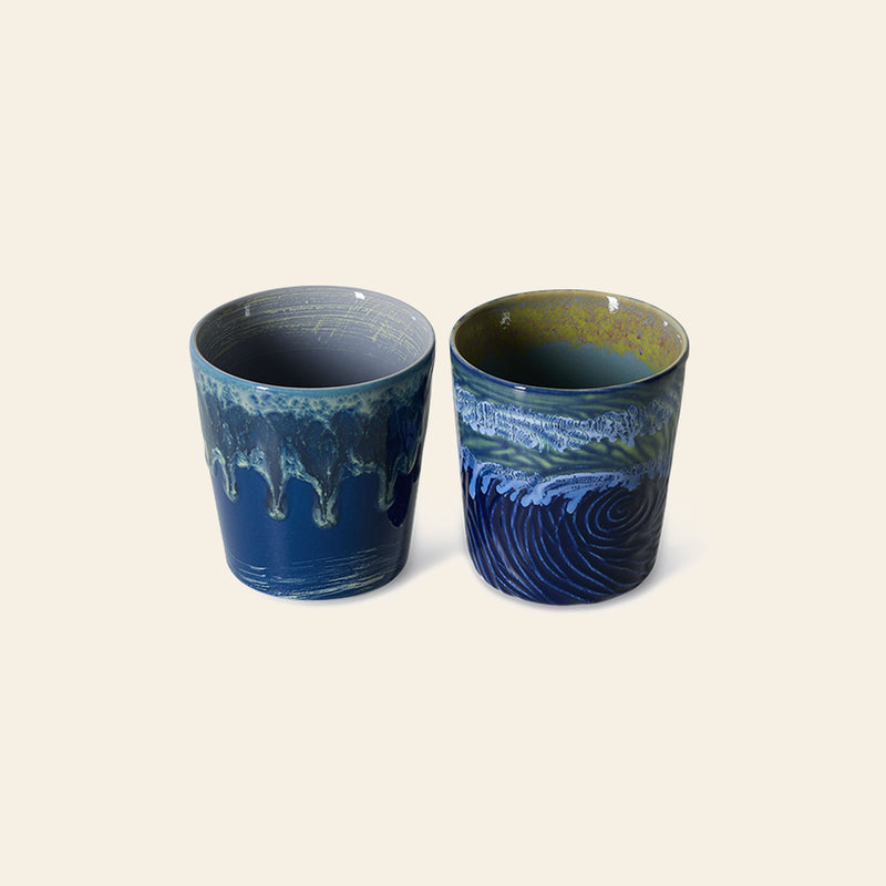 HKLIVING 70s Ceramics: Van Gogh Coffee Mugs, Set of 2