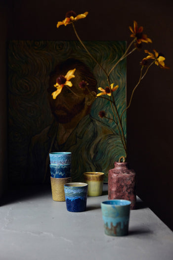 HKLIVING 70s Ceramics Van Gogh Coffee Mugs Set of 2 Starry Night
