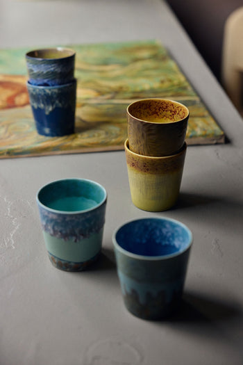 HKLIVING 70s Ceramics Van Gogh Coffee Mugs Set of 2 Sunflowers