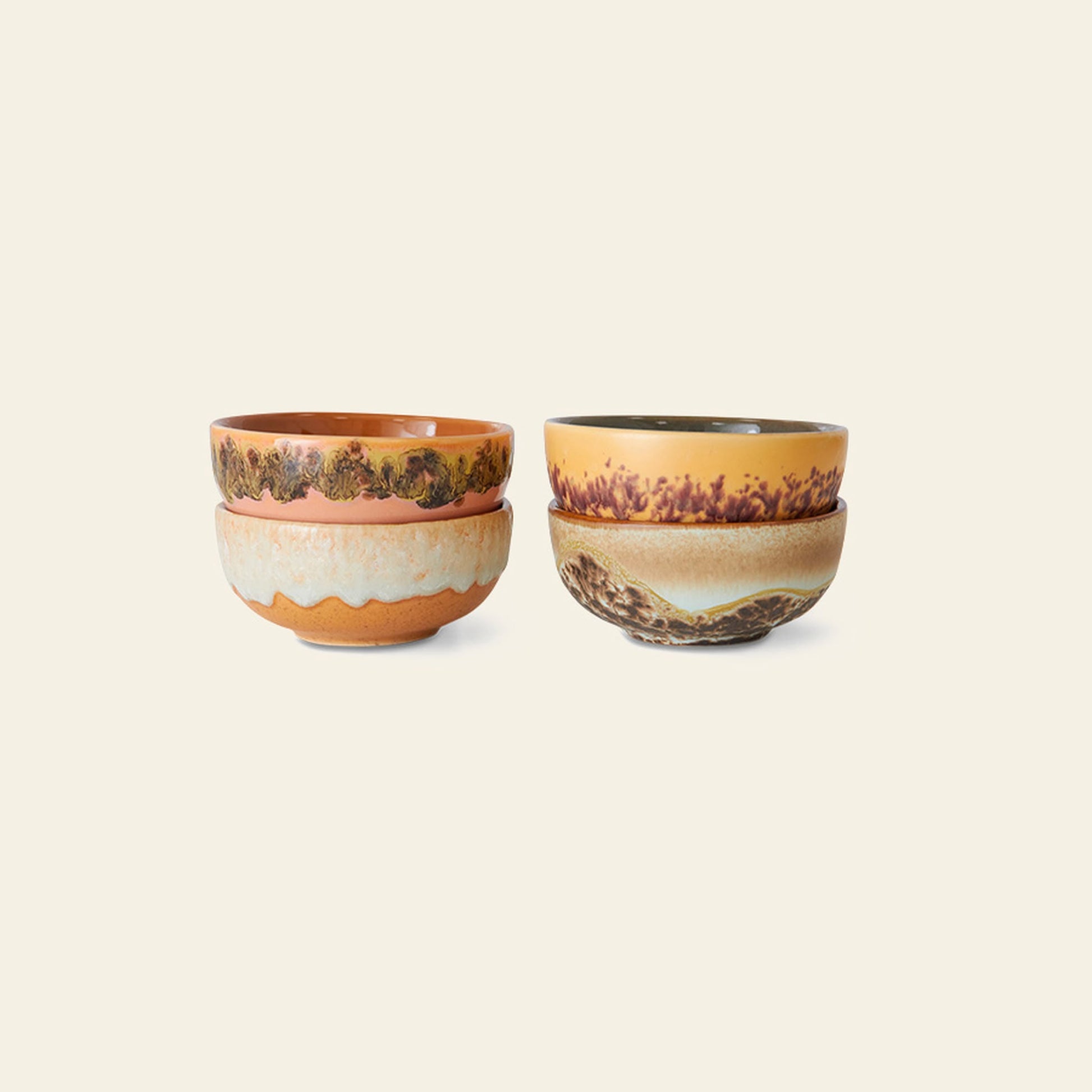 HKLIVING 70s Ceramics XS Bowls Set of 4 Marine