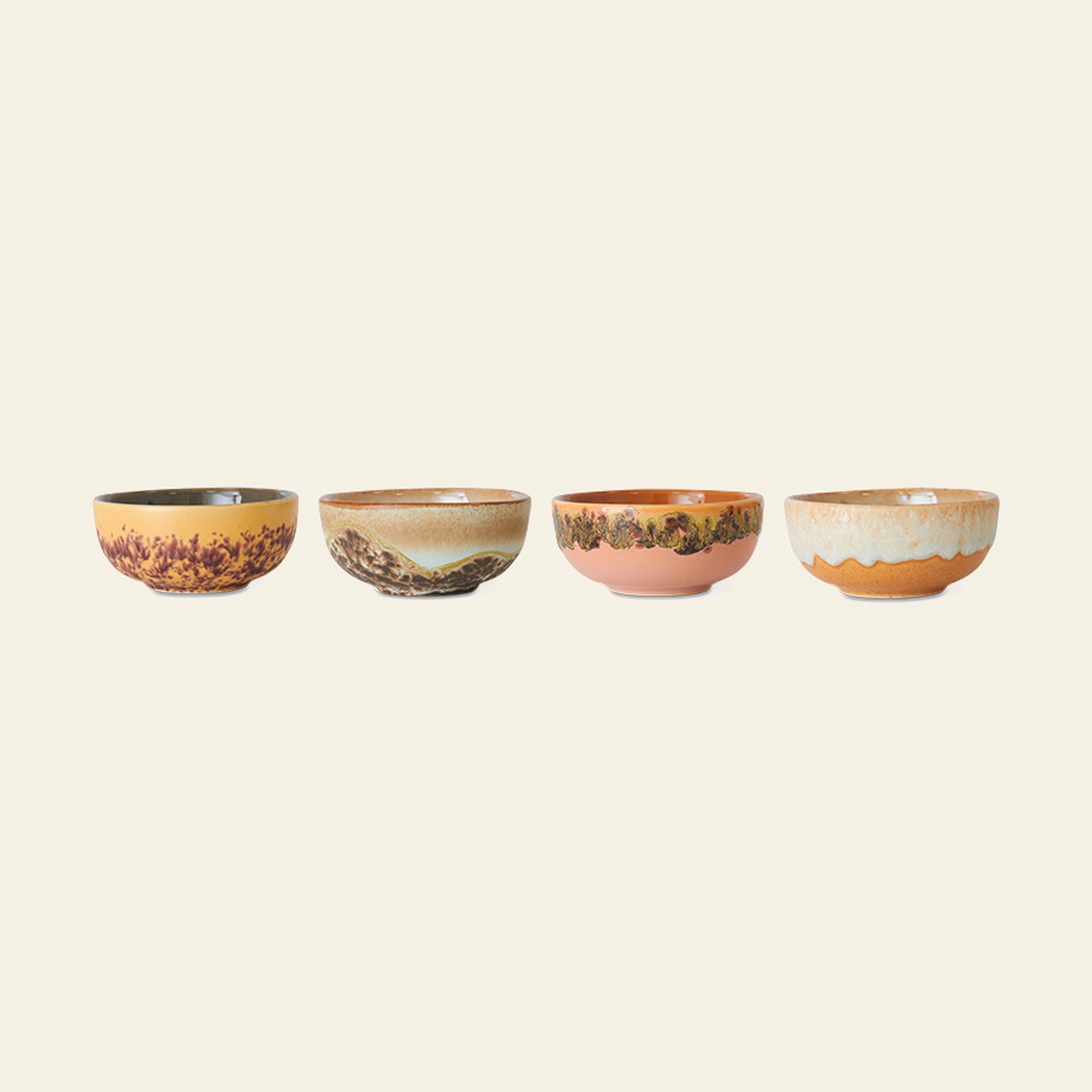 HKLIVING 70s Ceramics: XS Bowls, Set of 4 - Marine