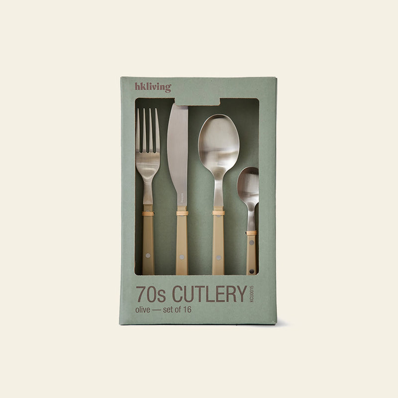 HKLIVING 70s Cutlery: Olive, Set of 16