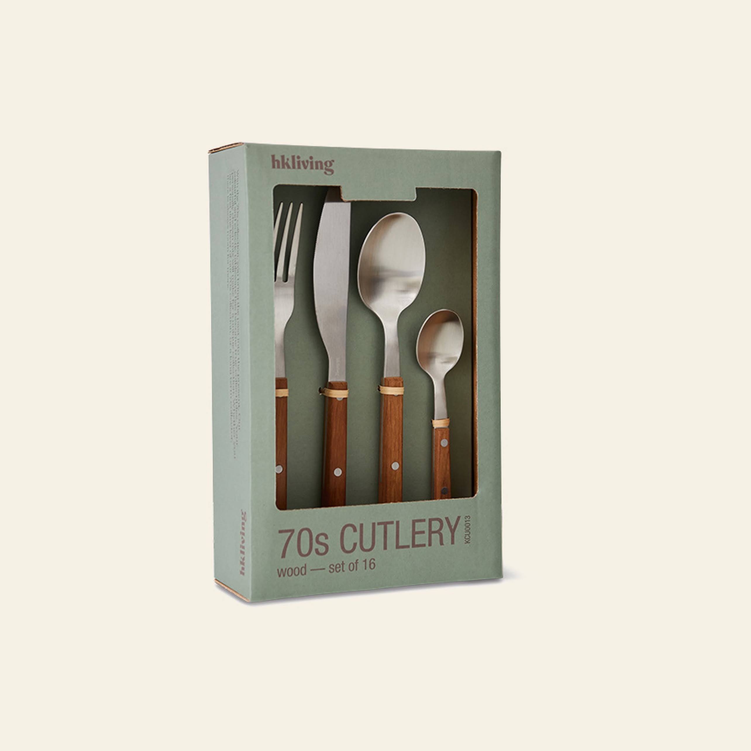 HKLIVING 70s Cutlery: Wood, Set of 16