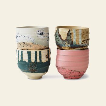 HKLIVING Artist Ceramics Coffee Cups Set of 4 Multicolour