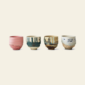 HKLIVING Artist Ceramics Coffee Cups Set of 4 Multicolour