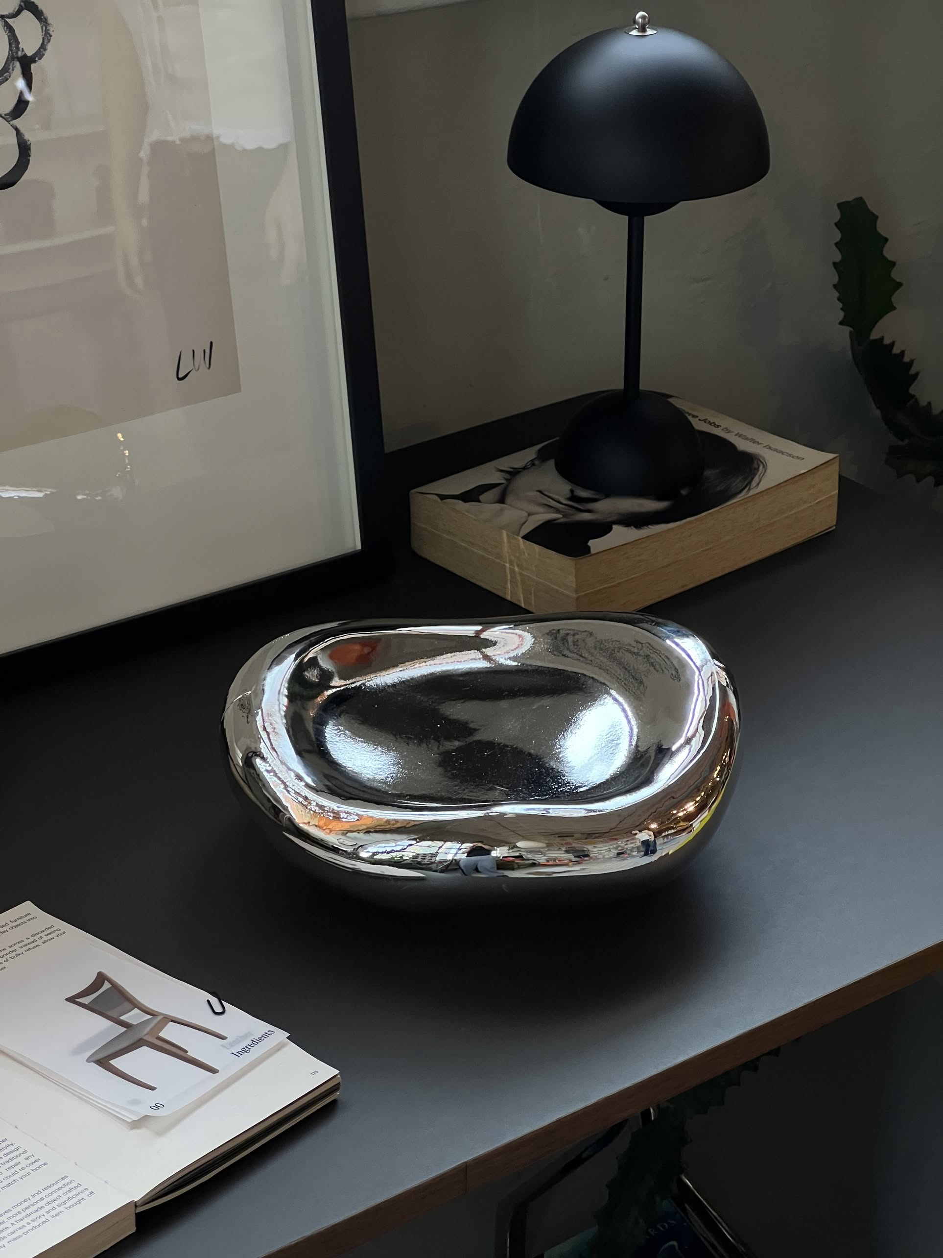 HKLIVING Gleam Glass Bowl - Chrome