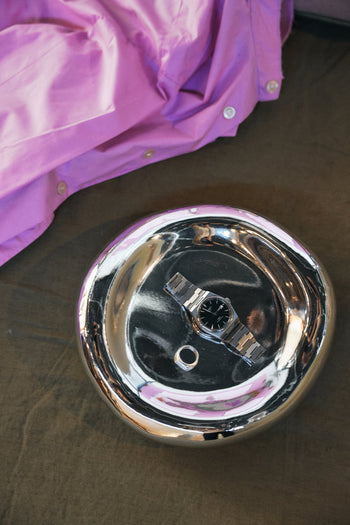 HKLIVING Gleam Glass Bowl Chrome