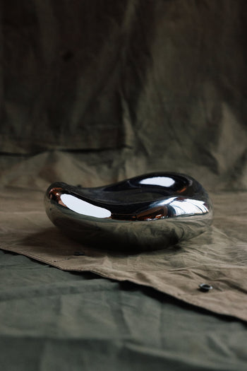 HKLIVING Gleam Glass Bowl Chrome