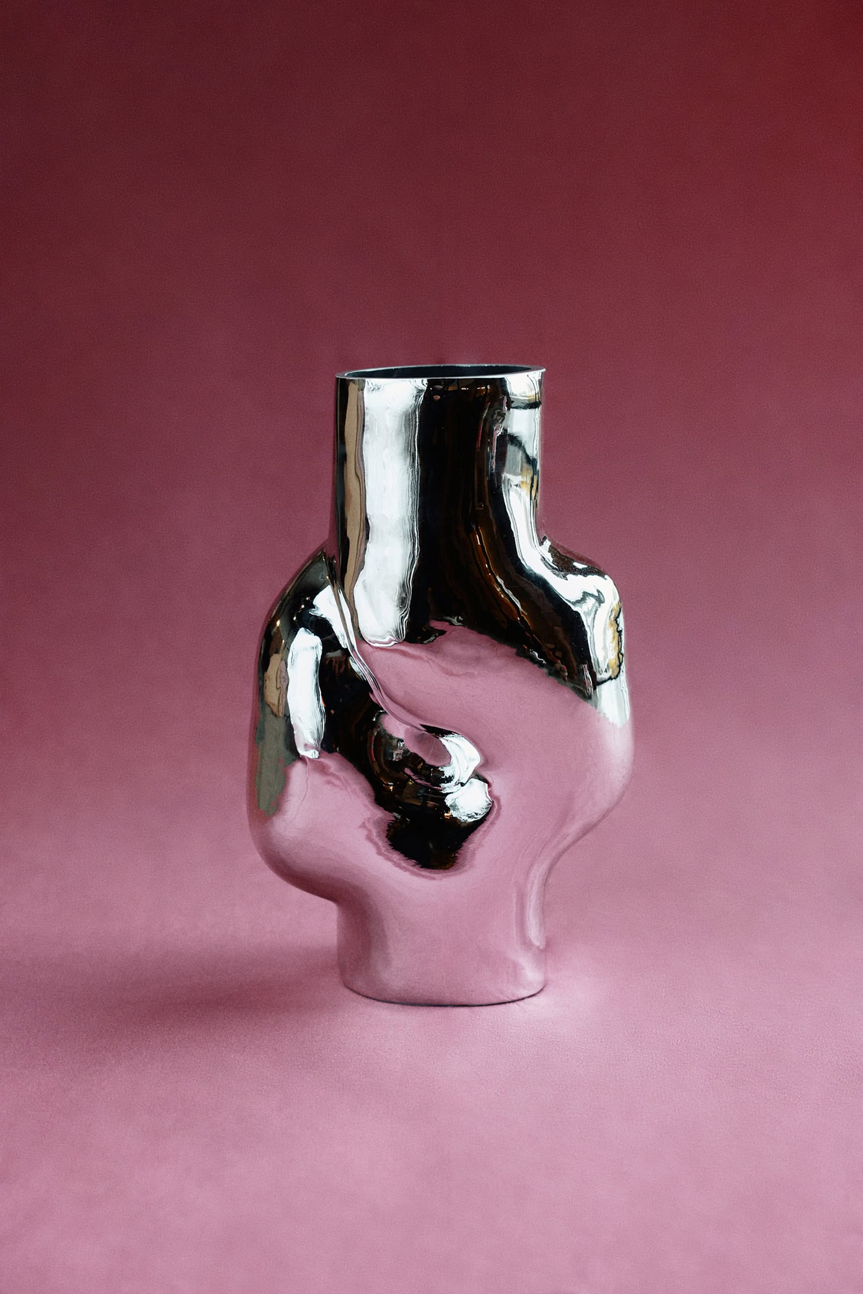 HKLIVING Gleam Glass High Vase Chrome