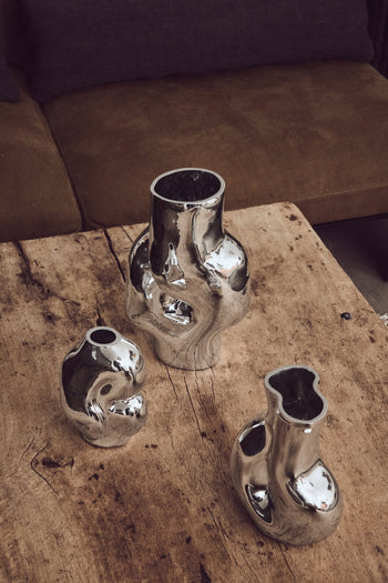 HKLIVING Gleam Glass High Vase Chrome
