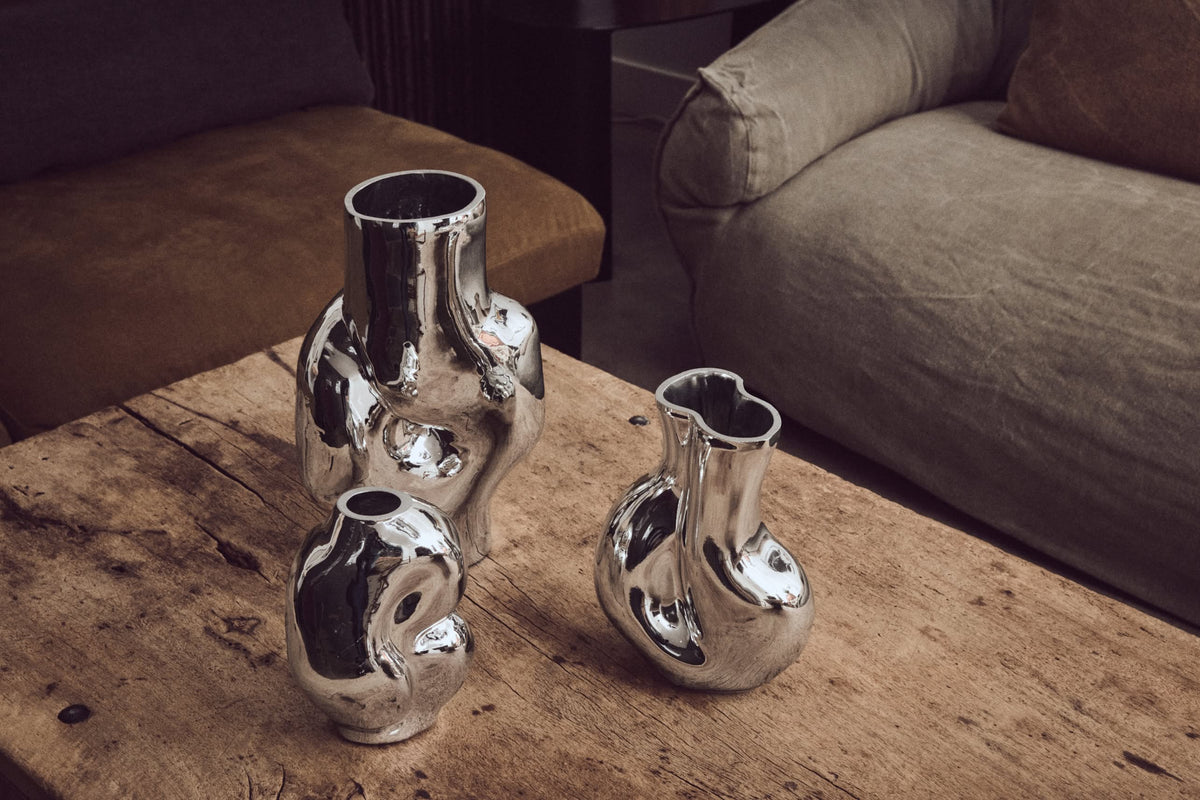 HKLIVING Gleam Glass Vase - Chrome
