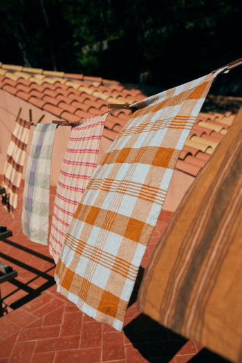HKLIVING Vida Check Tea Towel - Amber/Blue