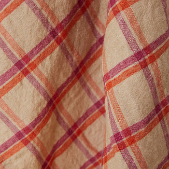 HKLIVING Vida Check Tea Towel - Strawberry/Cream