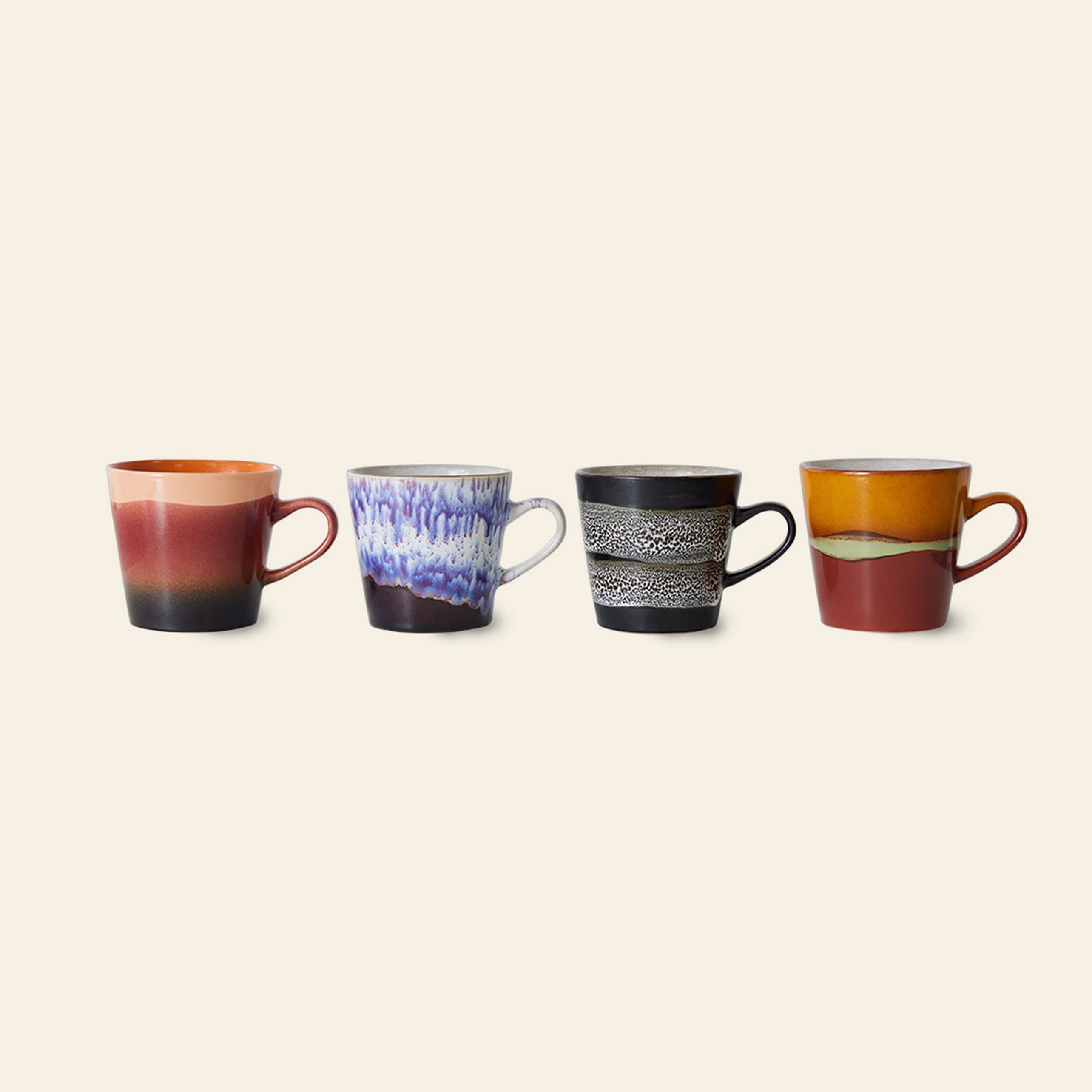 HKliving 70s Ceramics: Americano Mugs, Set of 4