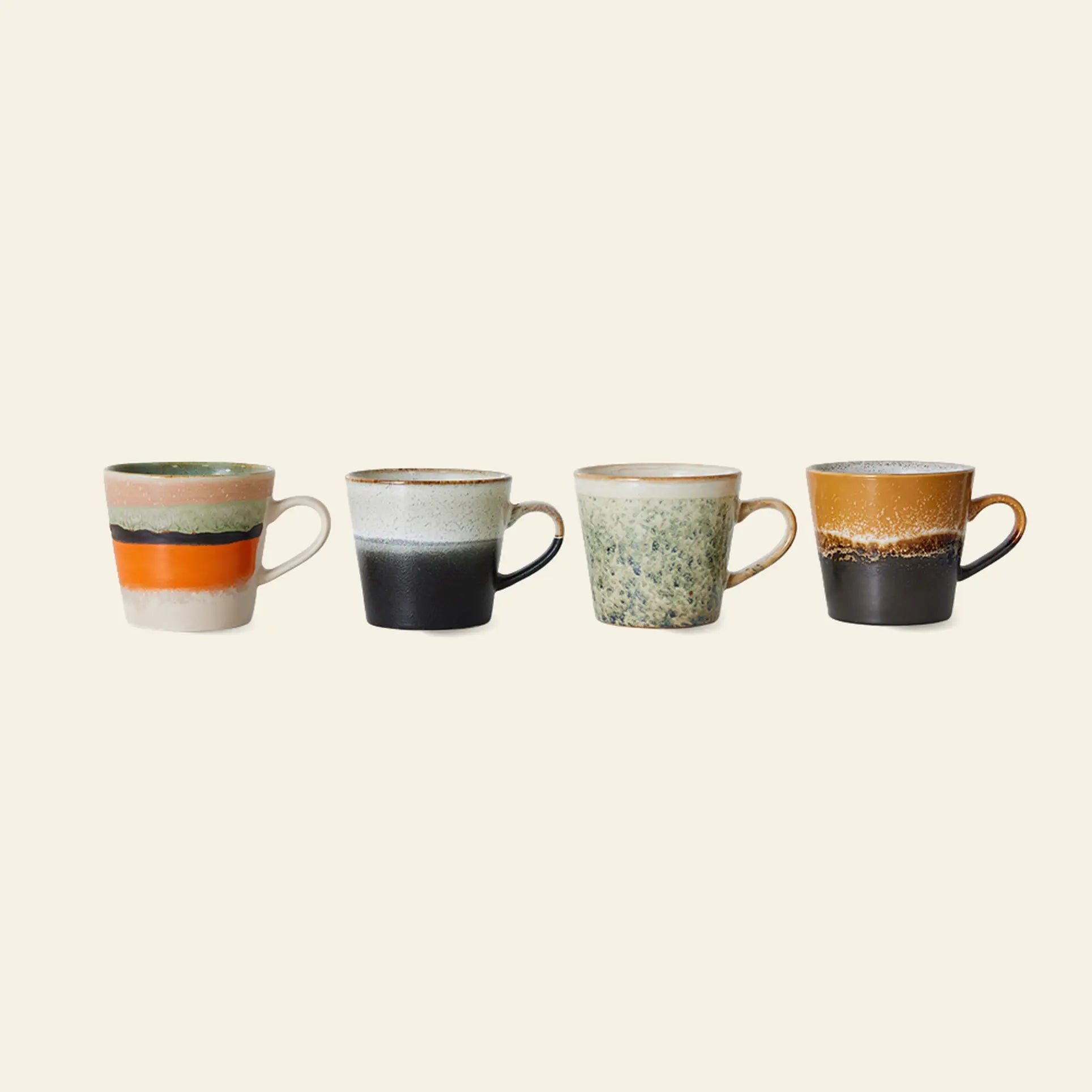 HKliving 70s Ceramics: Cappuccino Mugs, Set of 4