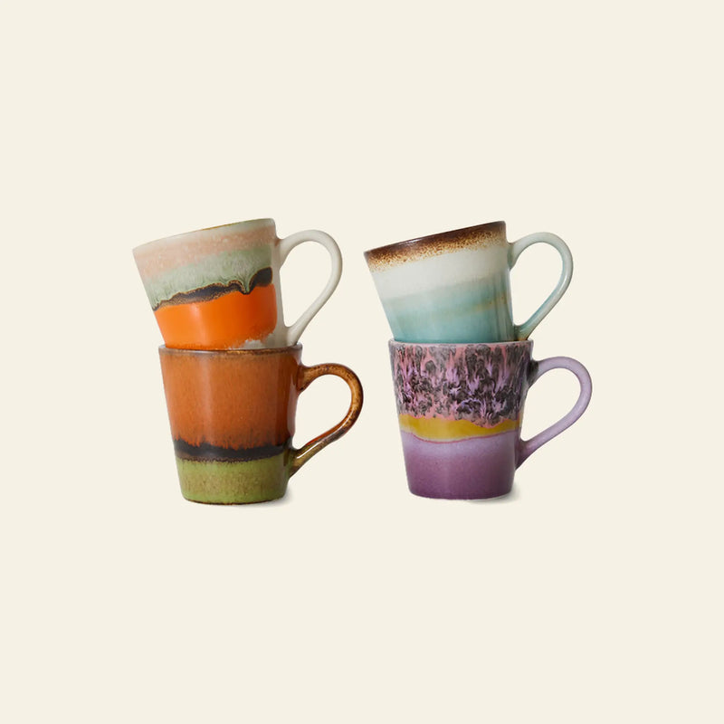 HKLIVING 70s Ceramics: Espresso Mugs, Set of 4