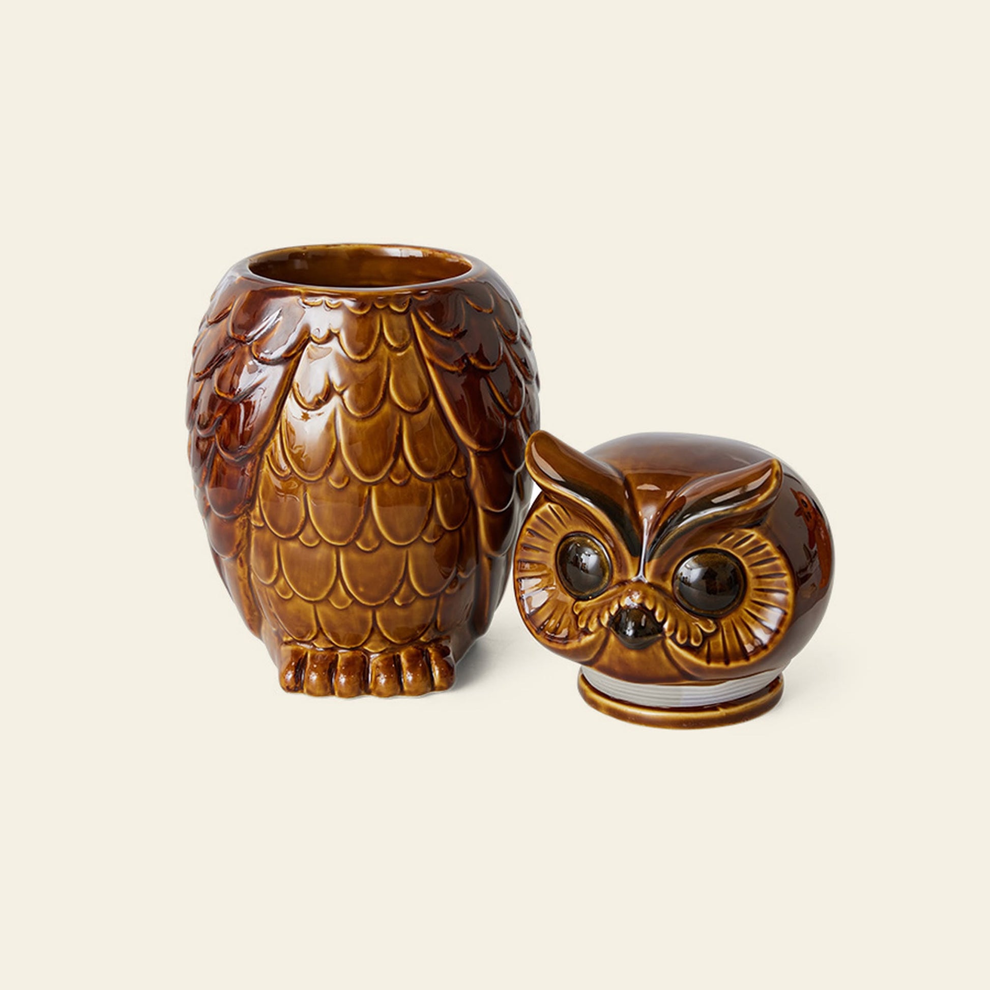 HKliving Ceramic Owl Jar Roasted