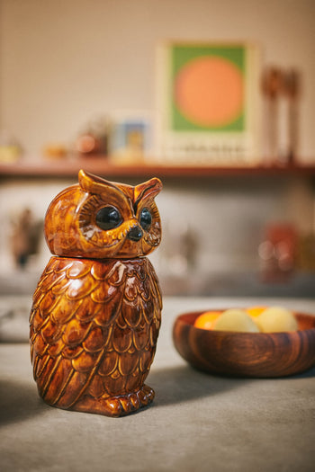 HKliving Ceramic Owl Jar Roasted