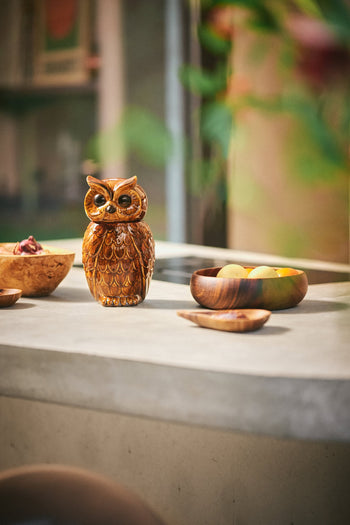 HKliving Ceramic Owl Jar Roasted