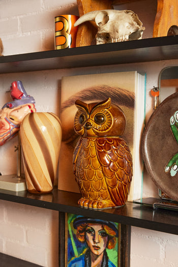 HKliving Ceramic Owl Jar Roasted