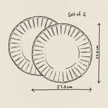 HKliving The Emeralds Ceramic Dinner Plate Ribbed Set of 2 Green 7