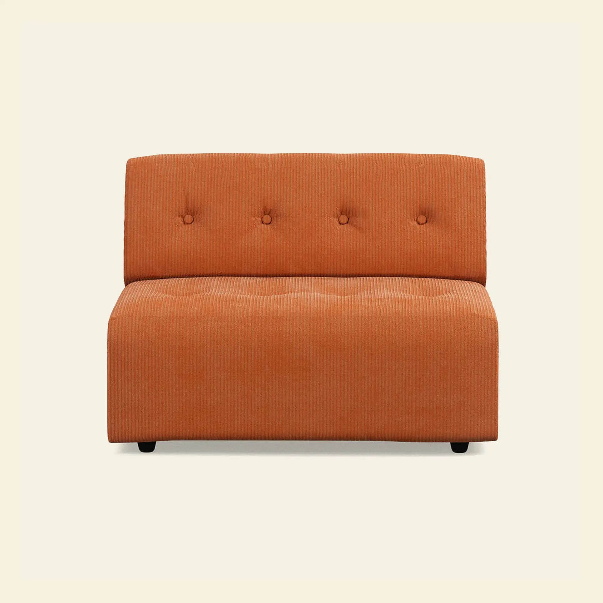 Hkliving Vint Couch Middle 1.5 Seat Corduroy Rib Dusty Orange