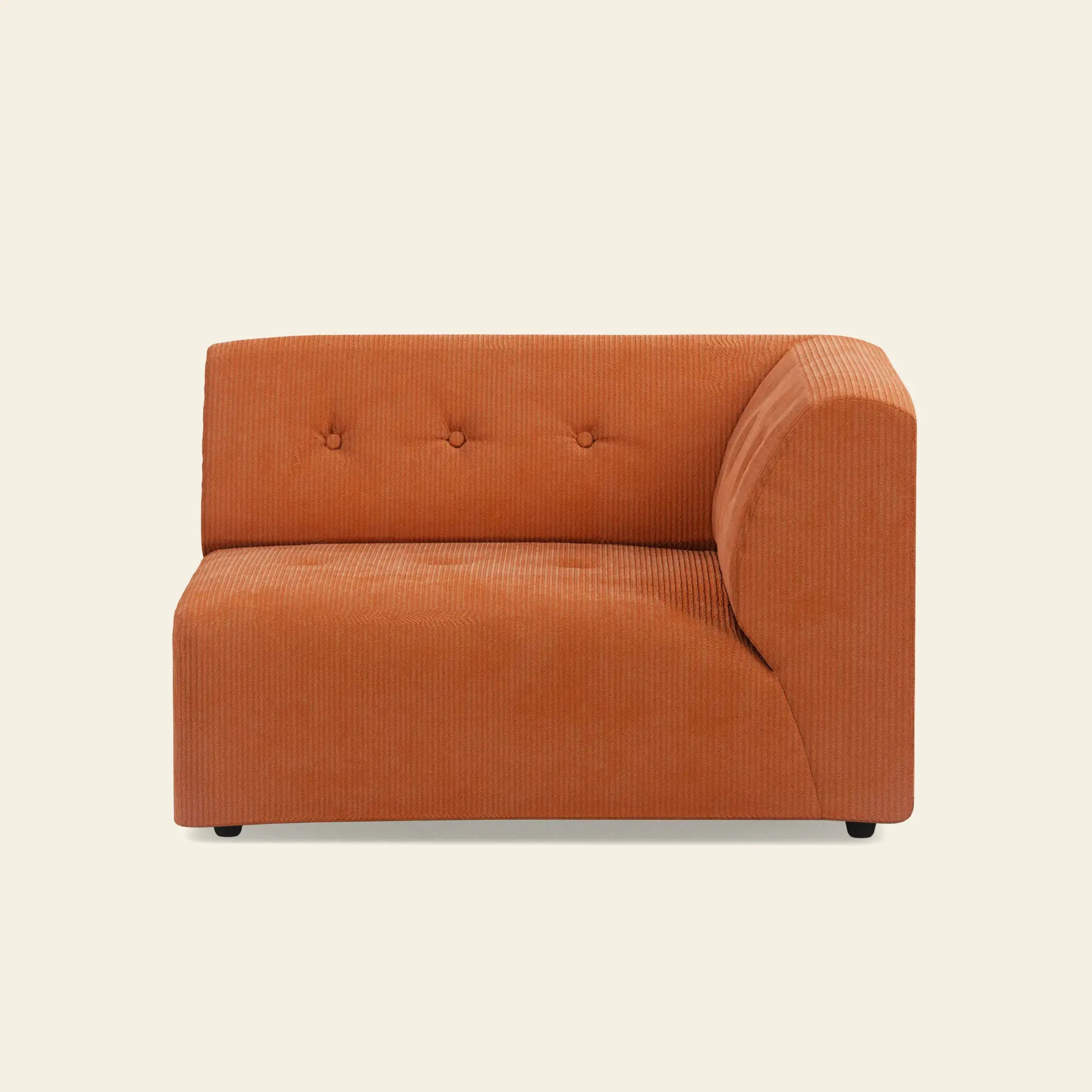 Hkliving Vint Couch Right 1.5 Seat Corduroy Rib Dusty Orange