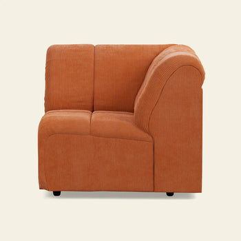 Hkliving Wave Couch Corner Corduroy Rib Dusty Orange