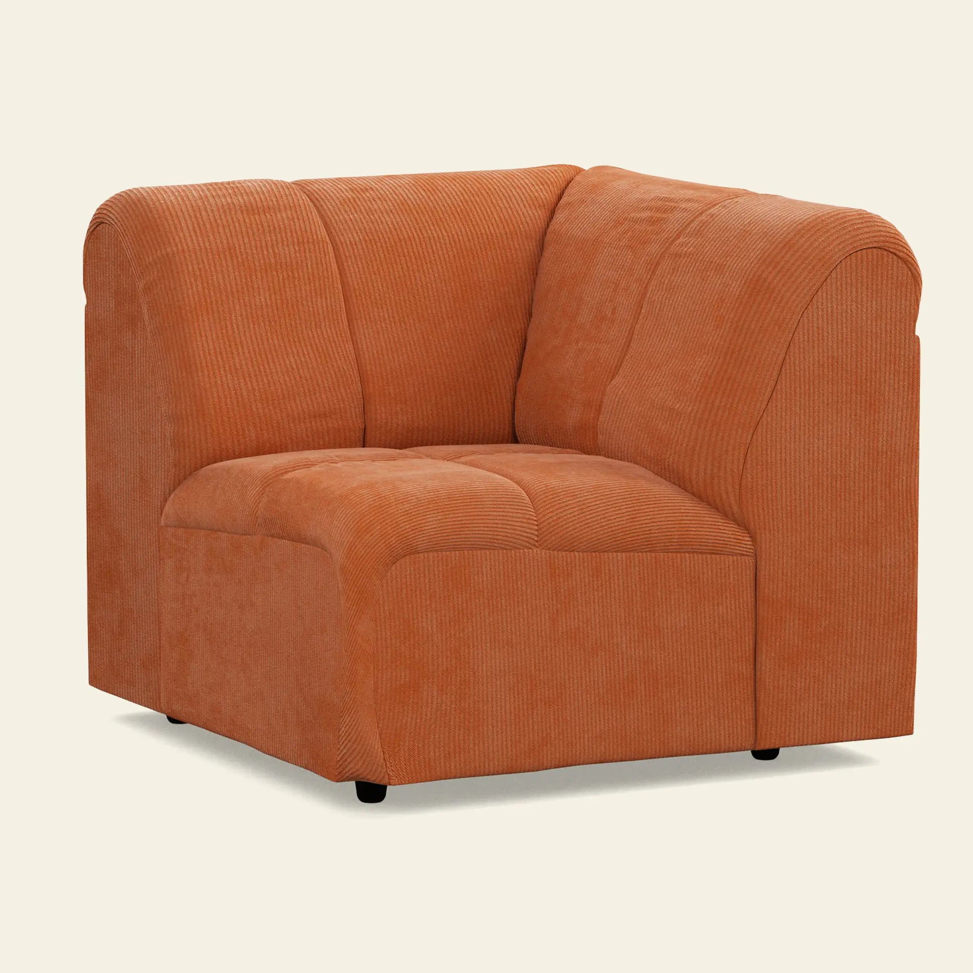 Hkliving Wave Couch Corner Corduroy Rib Dusty Orange