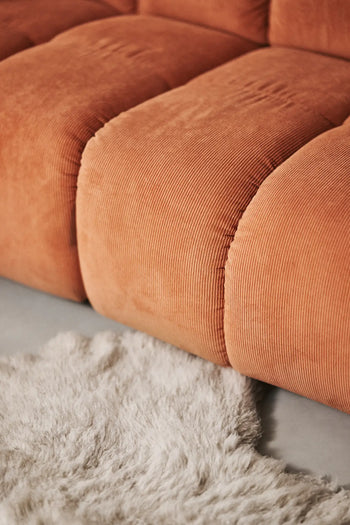 Hkliving Wave Couch Corner Corduroy Rib Dusty Orange