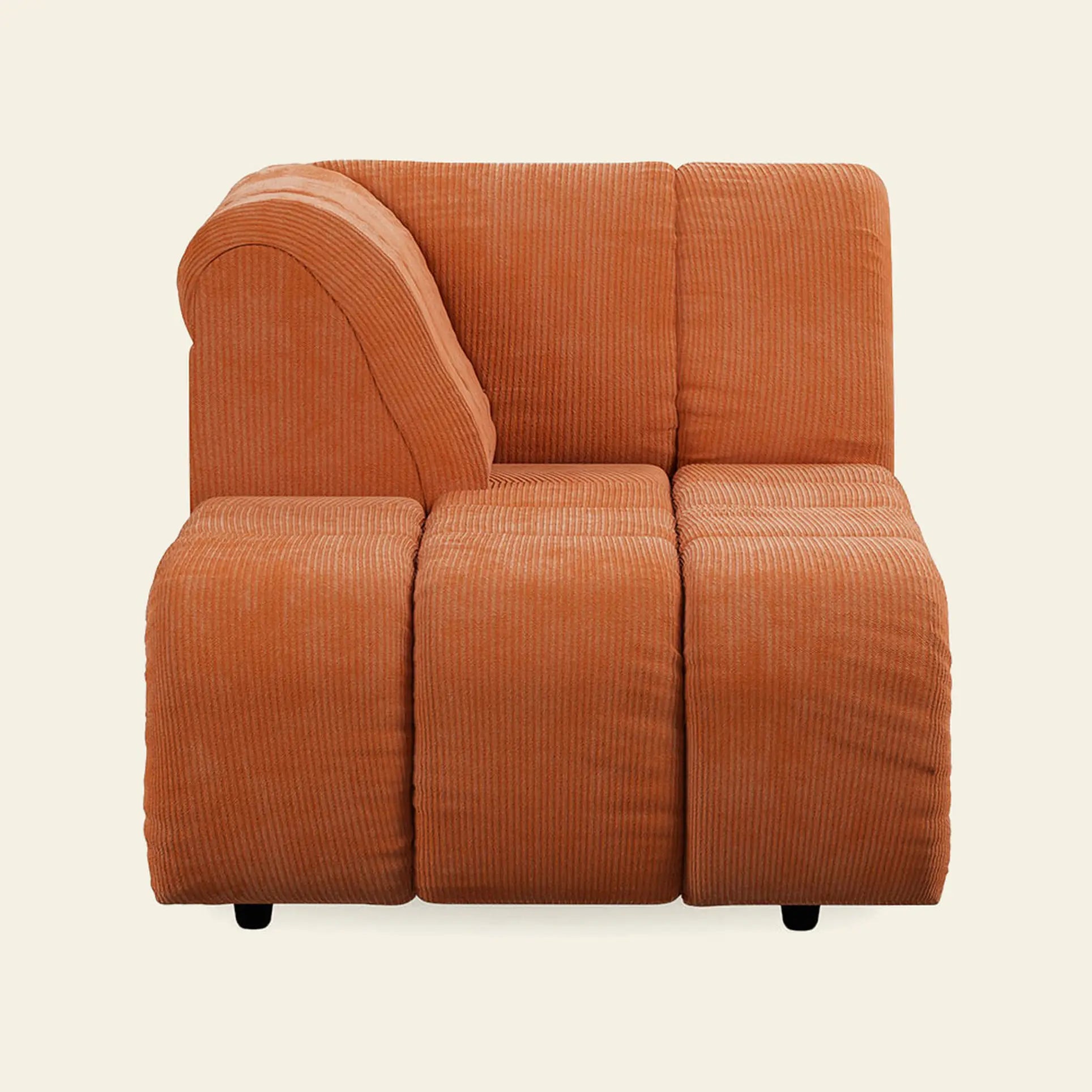 Hkliving Wave Couch Left Divan Corduroy Rib Dusty Orange