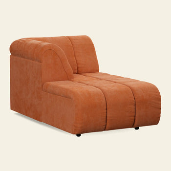 Hkliving Wave Couch Left Divan Corduroy Rib Dusty Orange